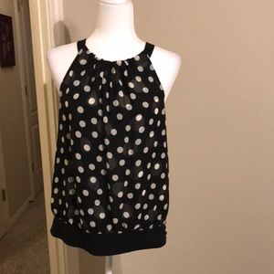 Ann Taylor - off white and black, polka dot top